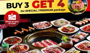 Promo Shaburi Kintan Buffet Birthday Treat Buy 3 Get 4 + Free Meat Cake!