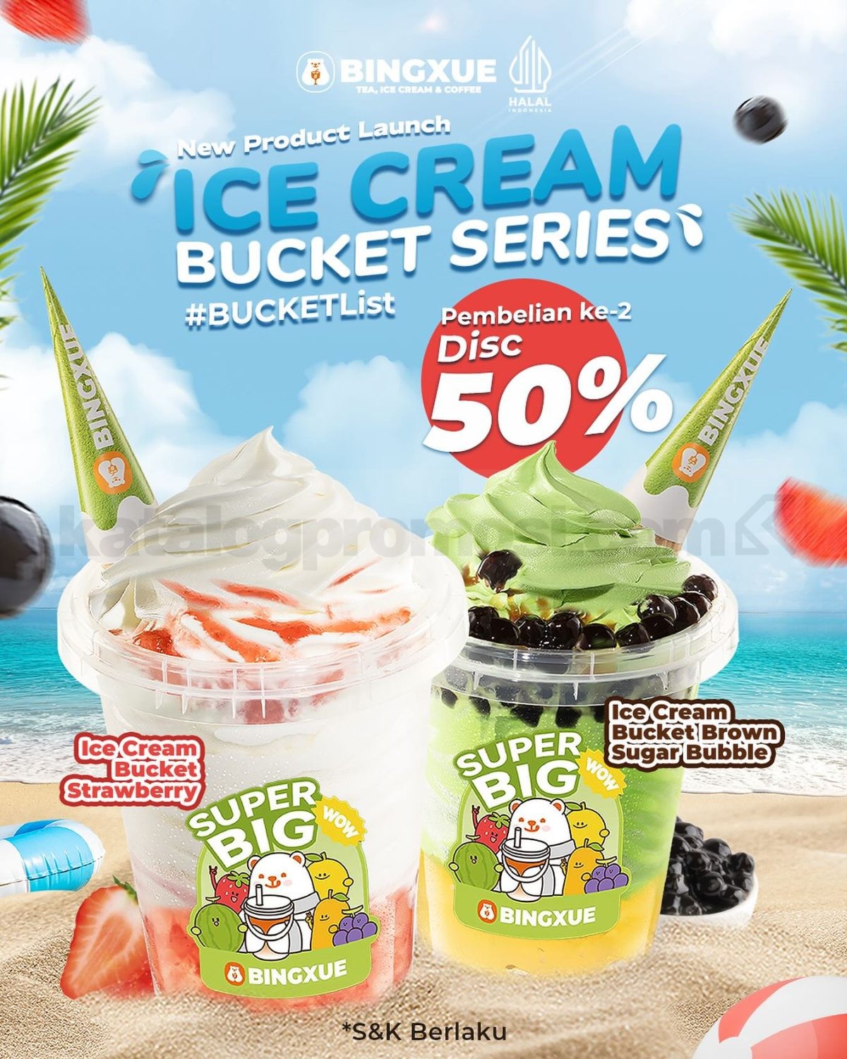Promo Bingxue Ice Cream Bucket Diskon 50% Promo Bingxue Ice Cream Bucket beli ke-2 diskon 50% di seluruh store
