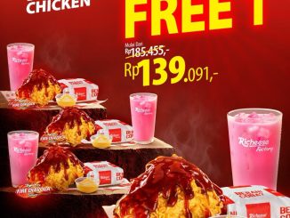 Promo Richeese Factory Buy 3 Get 1 Combo Fire Diavola Chicken mulai Rp.139.091 untuk empat porsi.