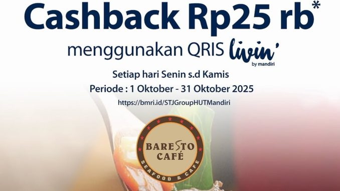 Promo Baresto Cafe Cashback Rp25Ribu pakai QRIS Livin’ by Mandiri