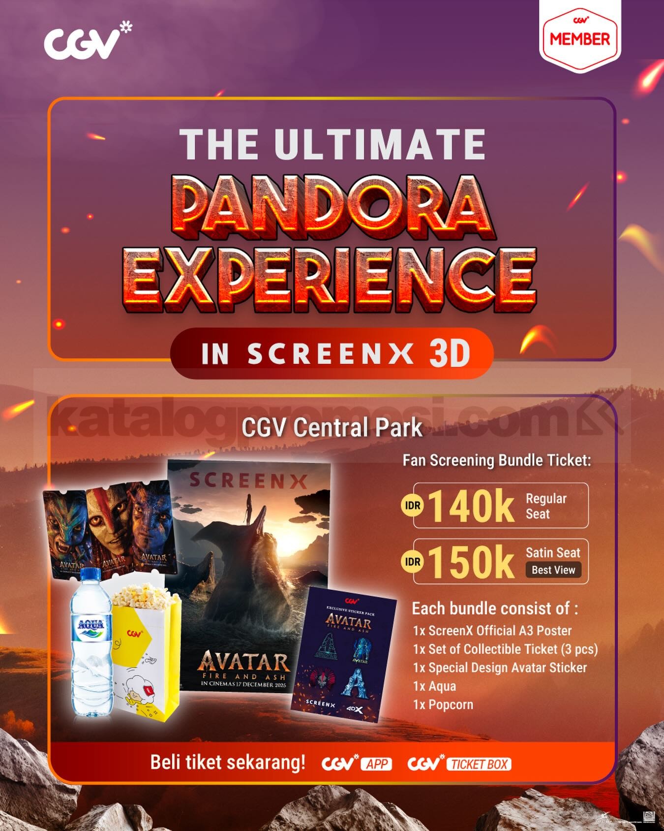 Promo CGV Fan Screening Avatar Fire and Ash ScreenX 3D Promo CGV Fan Screening Avatar Fire and Ash ScreenX 3D di CGV Central Park