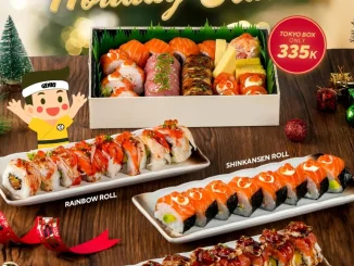 Promo Genki Sushi Holiday Season mulai Rp. 110.000 dengan pilihan sushi festive dan Tokyo Box Rp. 335.000