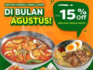 Promo Han Guksu Birthday Treats Diskon 15% untuk ulang tahun di bulan Agustus, berlaku H-1 hingga H+7.
