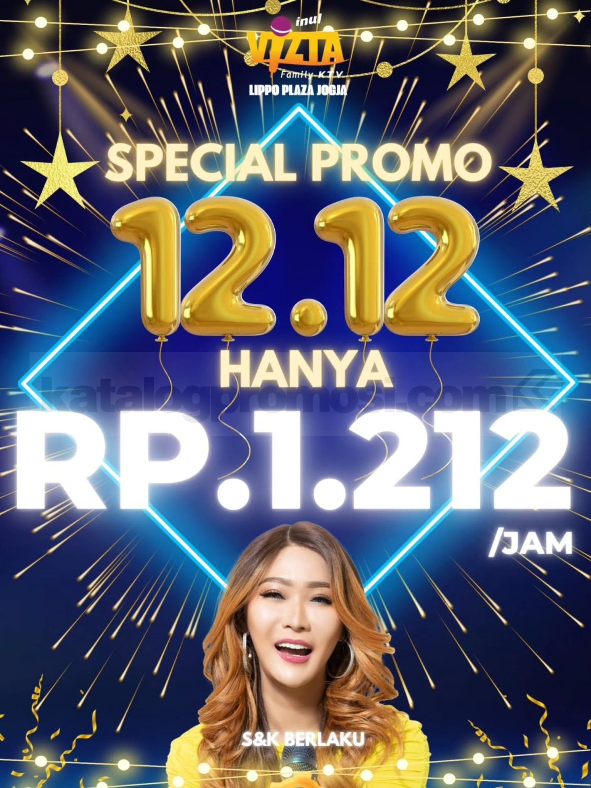 Promo Inul Vizta 12.12 Karaoke Rp. 1.212 per Jam Promo Inul Vizta 12.12 karaoke Rp. 1.212 per jam berlaku 12 Desember 2025 pukul 12.00–04.00.