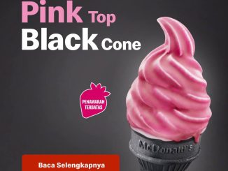 Promo McDonalds Pink Top Black Cone Es Krim Vanilla atau Cokelat dengan saus stroberi tersedia hingga 4 Januari 2026