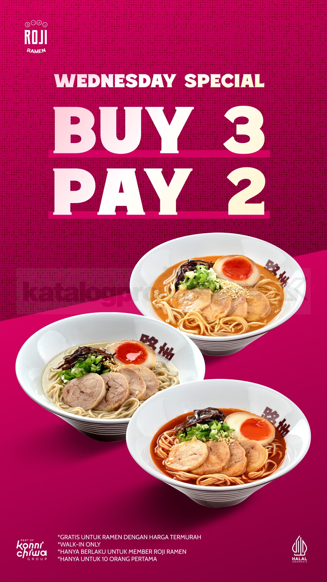 Promo Roji Ramen Wednesday Special Buy 3 Pay 2 Promo Roji Ramen Wednesday Special Buy 3 Pay 2 gratis ramen termurah