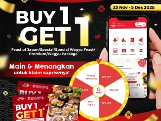 Promo Shaburi Kintan Buffet Spin & Win dengan hadiah Buy 1 Get 1 Free dan voucher diskon hingga 30% periode 25 November–5 Desember 2025.