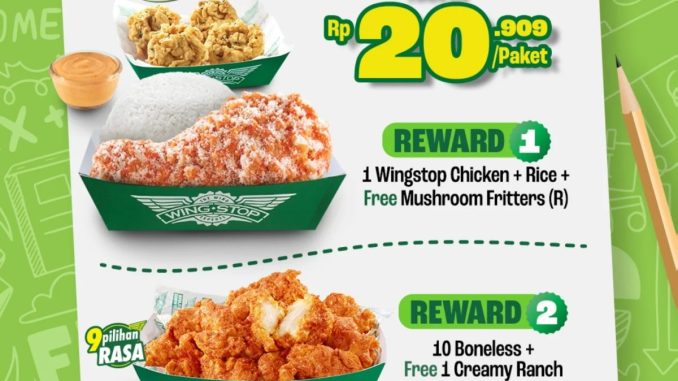 Promo Wingstop Student Self Reward mulai Rp20 ribuan dengan dua pilihan paket pelajar hingga 14 Desember 2025.