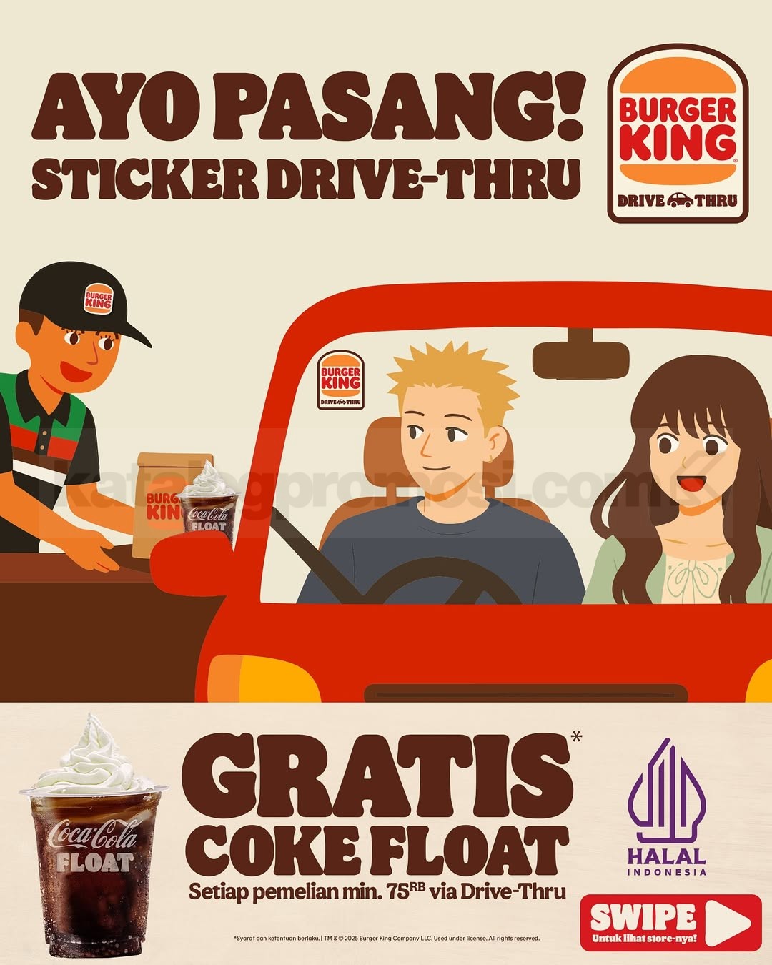 Promo Burger King Drive Thru Gratis Coke Float Promo Burger King Drive Thru Gratis Coke Float berlaku pembelian minimal Rp 75.000