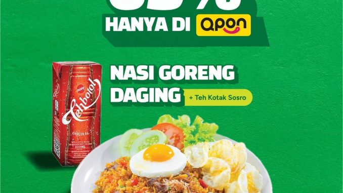 Promo Es Teler 77 QPON Voucher Diskon Hingga 65% untuk Nasi Goreng Daging + Teh Kota Sosro