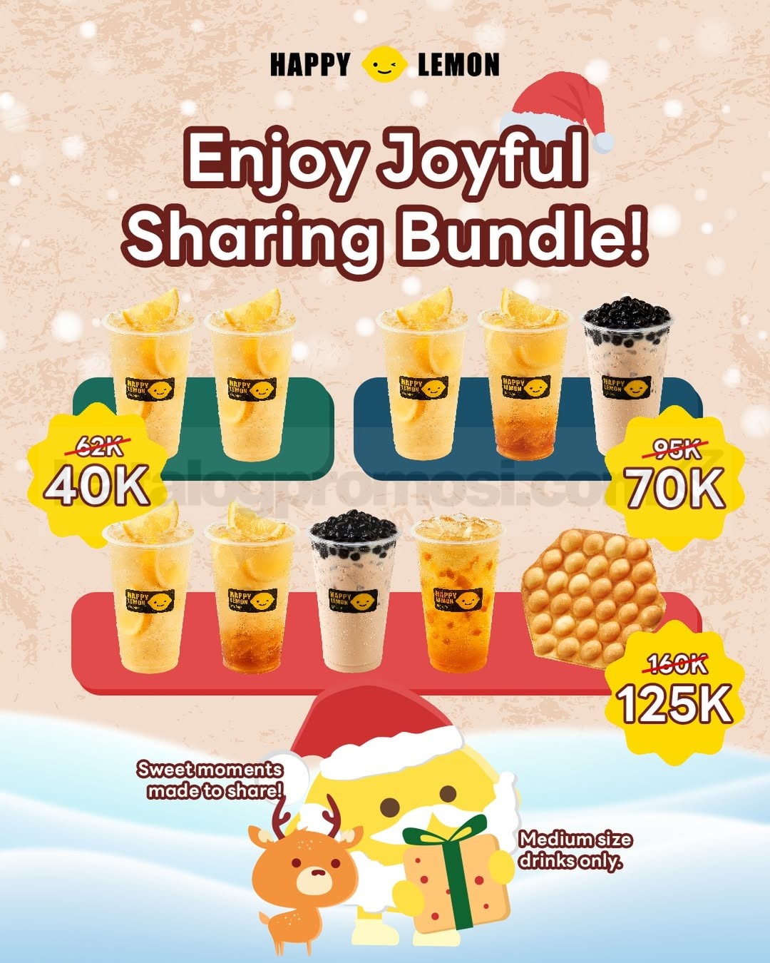 Promo Happy Lemon Joyful Sharing Bundle Mulai Rp. 40.000 Promo Happy Lemon Joyful Sharing Bundle mulai Rp. 40.000 dengan pilihan minuman dan waffle untuk liburan