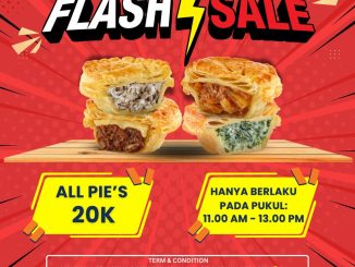 Promo Wicked Pie’s 10.10 Flash Sale semua varian Rp. 20.000 berlaku 10 Oktober 2025 pukul 11.00–13.00 di seluruh offline store.