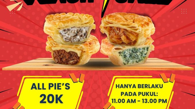 Promo Wicked Pie’s 10.10 Flash Sale semua varian Rp. 20.000 berlaku 10 Oktober 2025 pukul 11.00–13.00 di seluruh offline store.