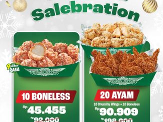 Promo Wingstop BCA Year End Salebration dengan harga 10 Boneless Rp. 45.455 dan paket 20 ayam Rp. 90.909 selama 5 Des 2025–4 Jan 2026.