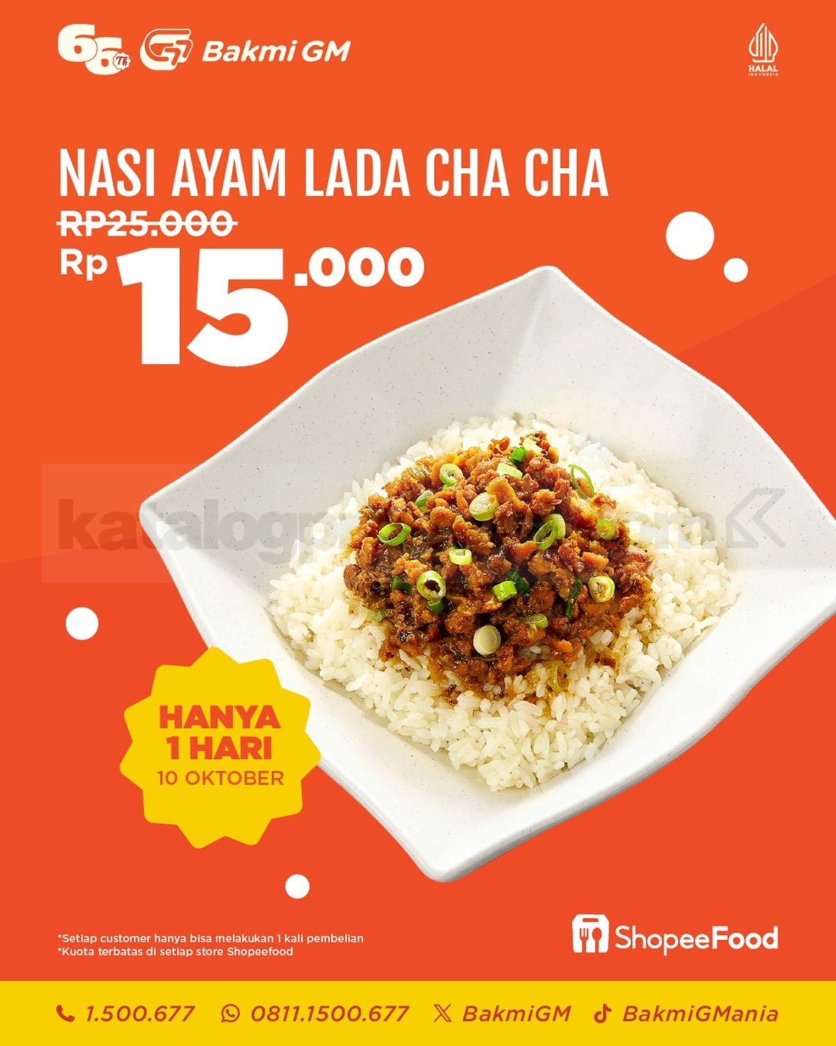Promo Bakmi GM ShopeeFood Nasi Ayam Lada Cha Cha cuma Rp15Ribu