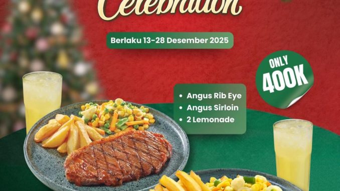 Promo Abuba Steak Holiday Steak Celebration Paket Rp.400.000 dengan dua steak, lemonade, dan ice cream