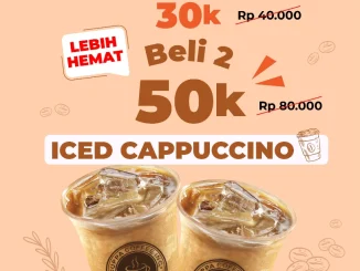 Promo Cuppa Coffee Iced Cappuccino Beli 2 Rp. 50.000 hemat Rp. 10.000 termasuk pajak