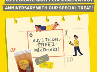 Promo FLIX Cinema Mall of Indonesia Anniversary beli 1 tiket gratis 1 mix drink