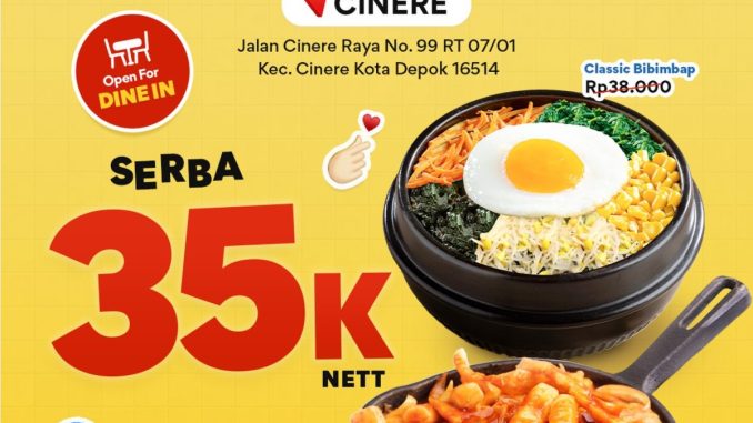 Promo Mujigae Re-Opening Cinere menu Bibimbap dan Topokki seharga Rp. 35.000