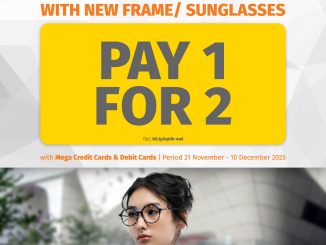 Promo Optik Melawai Bank Mega Pay 1 For 2 Frame & Sunglasses berlaku 21 November – 10 Desember 2025