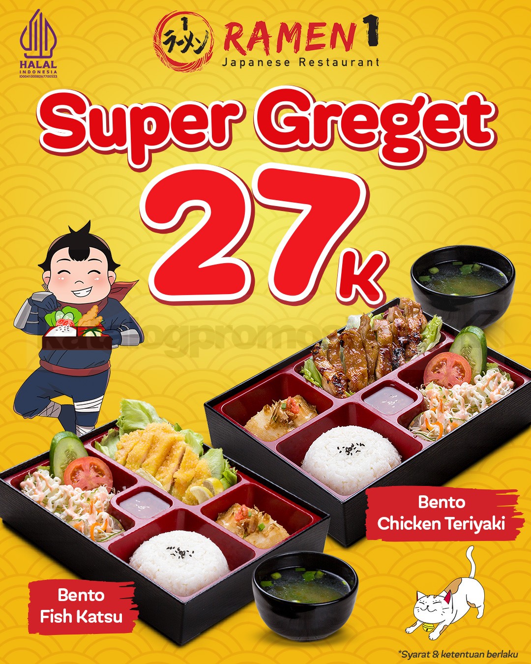 Promo Ramen 1 Super Greget Bento & Tsukemen Mulai Rp. 27.000 Promo Ramen 1 Super Greget Bento & Tsukemen mulai Rp. 27.000 dengan menu hangat dan topping melimpah