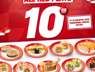 Promo Sushi Mentai All Red Plate Rp. 10ribu berlaku 17-31 Agustus 2025 di Tangerang, Medan, dan Batam