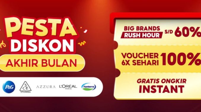 Pesta Diskon Akhir Bulan Shopee - VOUCHER 6X SEHARI 100%!