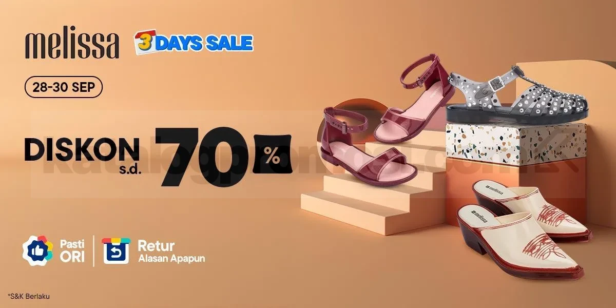 Promo Melissa di Blibli 3 DAYS SALE! Diskon hingga 70%