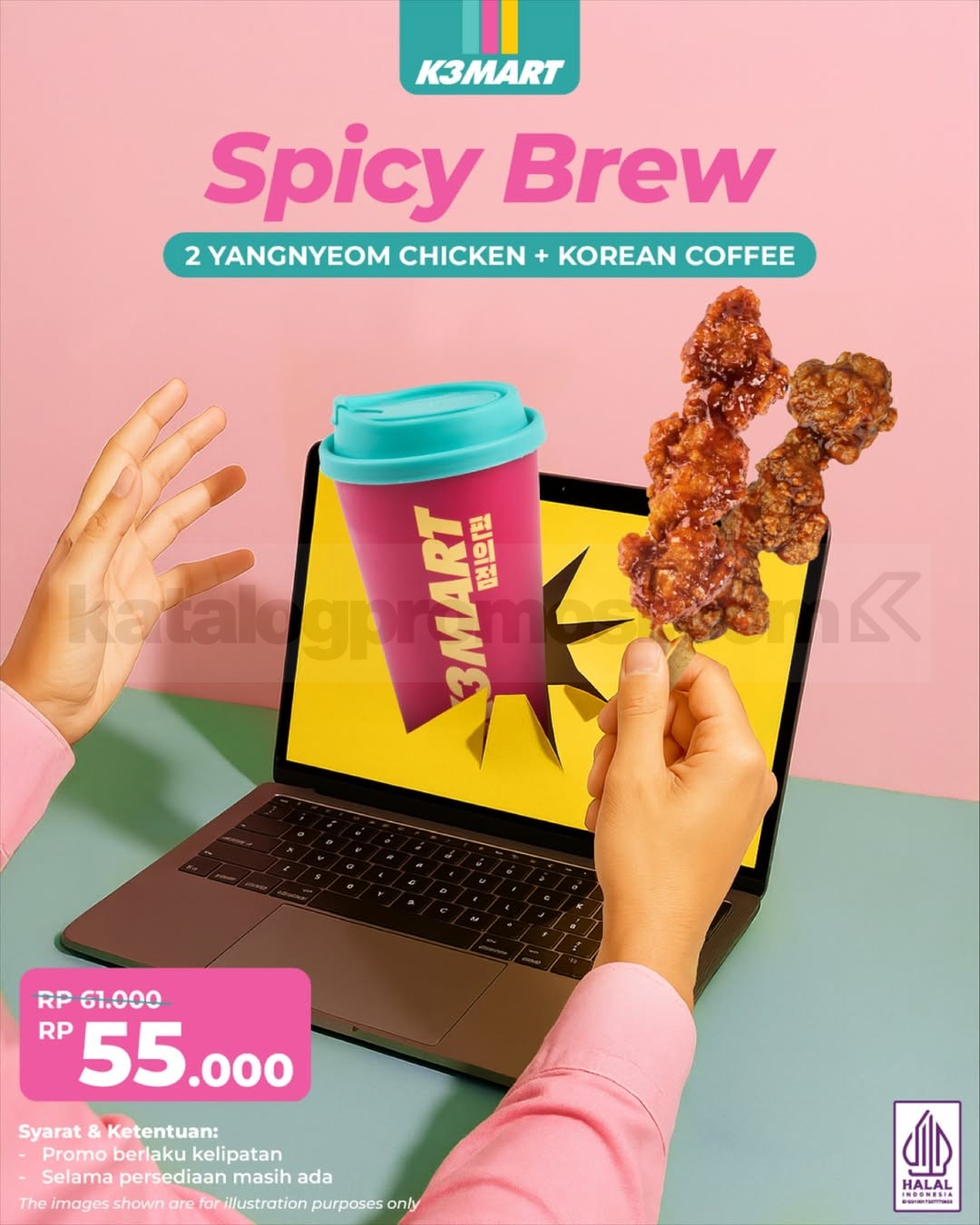 Promo K3Mart Harga Spesial Paket 2 Yangnyeom Chicken + Korean Coffee cuma Rp 55.000 Promo K3Mart Harga Spesial Paket 2 Yangnyeom Chicken + Korean Coffee cuma Rp 55.000