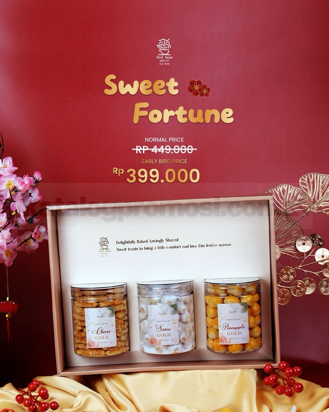 Promo First Love Patisserie Sweet Fortune Cookies Hampers Lunar New Year Only Rp. 399.000 Promo First Love Patisserie Sweet Fortune Cookies Hampers Lunar New Year Only Rp. 399.000