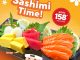 Promo Genki Sushi Sashimi Time Paket Lengkap Rp. 158.000 dengan salmon tuna scallop tamago