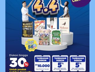 Promo Gramedia 4.4 diskon buku hingga 56% periode 4 sampai 8 April 2026 melalui website dan marketplace
