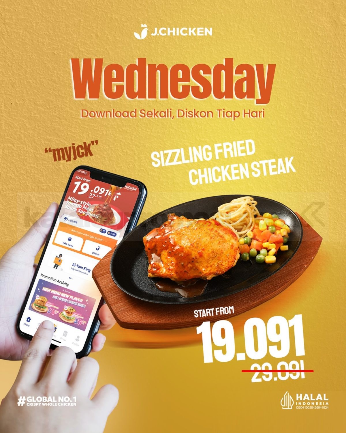 Promo JChicken Wednesday Chicken Steak Mulai Rp. 19.091 Promo JChicken Wednesday Chicken Steak Mulai Rp. 19.091 via aplikasi MJCK