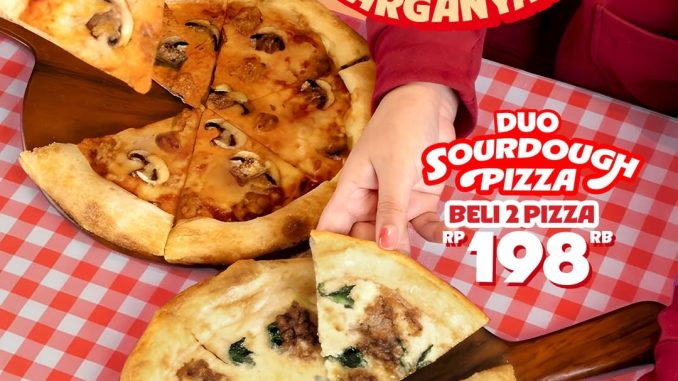 Promo Pizza Hut Double Box Duo Sourdough mulai Rp. 198.000 dengan 2 pizza pilihan topping