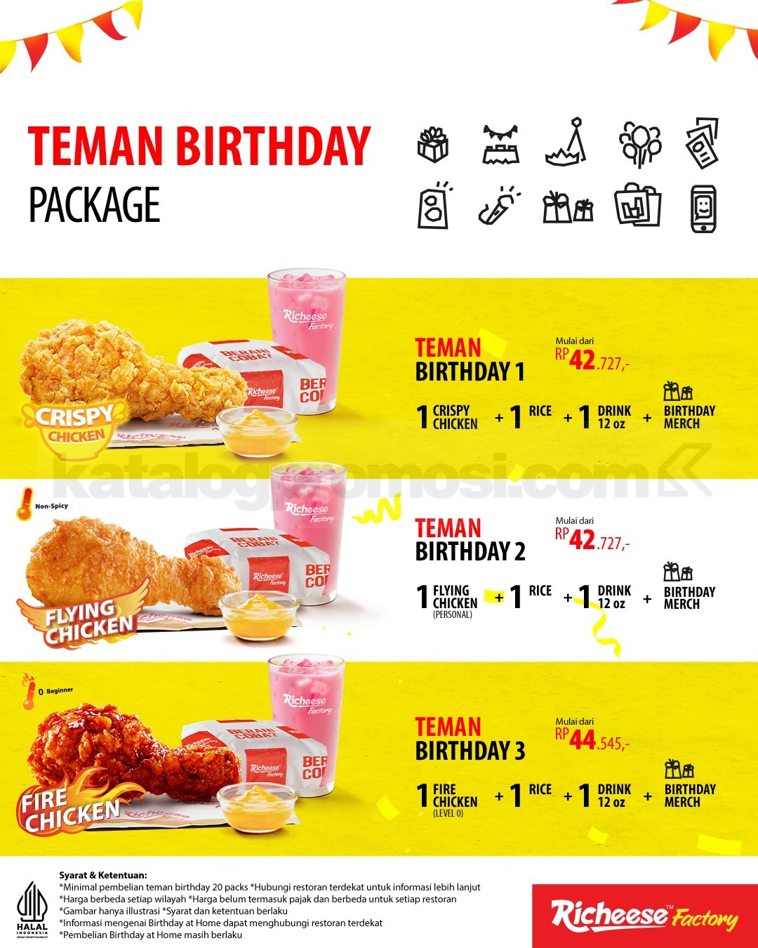 Promo Richeese Factory Birthday Party mulai Rp. 42.727 Promo Richeese Factory Birthday Party mulai Rp. 42.727 1