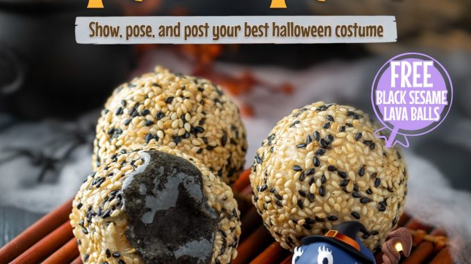 Promo Suji Spooktacular Halloween GRATIS Black Sesame Lava Balls berlaku 31 Oktober 2025 di seluruh Suji Suan Cai Yu.