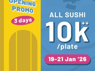 Promo Sushi Go! K Mall Grand Opening Semua Sushi Rp.10Ribuan berlaku 19–21 Januari 2026 untuk Hiro Club Member