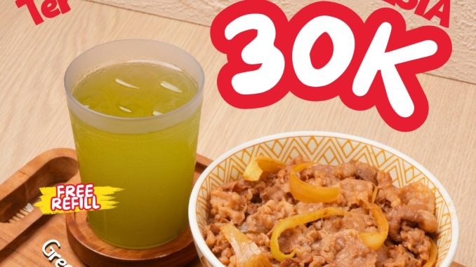 Promo Sukiya Gyudon Reguler Size + Green Tea cuma RP 30K 1