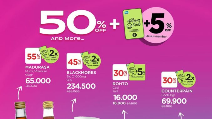 Watsons OPENING SALE! Diskon hingga 50% + 5% untuk Produk Kesehatan