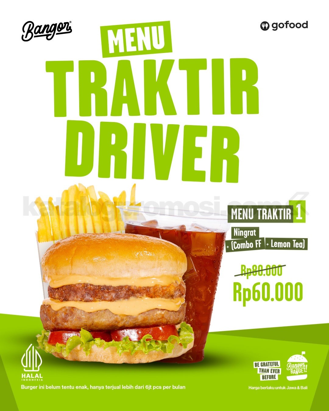 Promo Burger Bangor Menu Traktir Driver mulai Rp. 60.000 Promo Burger Bangor Menu Traktir Driver mulai Rp. 60.000 untuk mitra GoFood