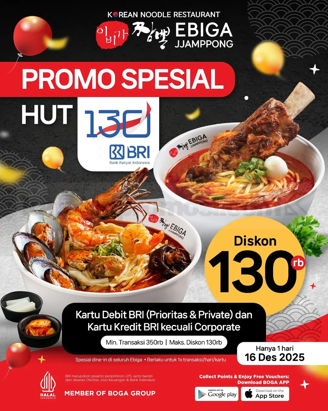 Promo Ebiga HUT BRI Diskon Rp. 130.000 Promo Ebiga HUT BRI Diskon Rp. 130.000 dengan kartu BRI