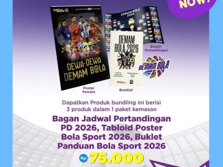 Promo Gramedia Pre-Order Demam Bola 2026 Rp. 75.000 bundle poster dan booklet sepak bola