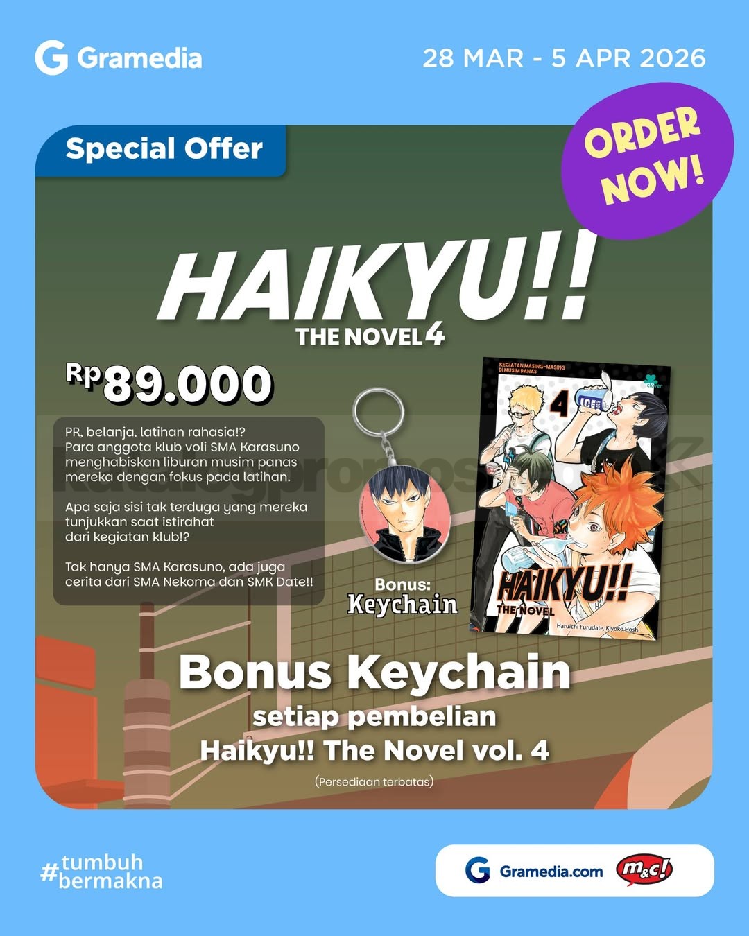 Promo Gramedia Haikyu The Novel 4 Bonus Gantungan Kunci Promo Gramedia Haikyu The Novel 4 Bonus Gantungan Kunci Kageyama
