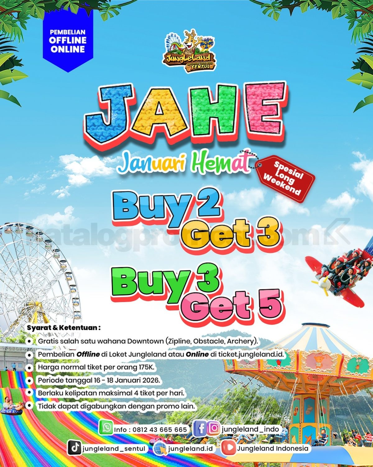 Promo Jungleland JAHE Spesial Long Weekend Buy 2 Get 3 Promo Jungleland JAHE Spesial Long Weekend Buy 2 Get 3 dengan bonus wahana Downtown