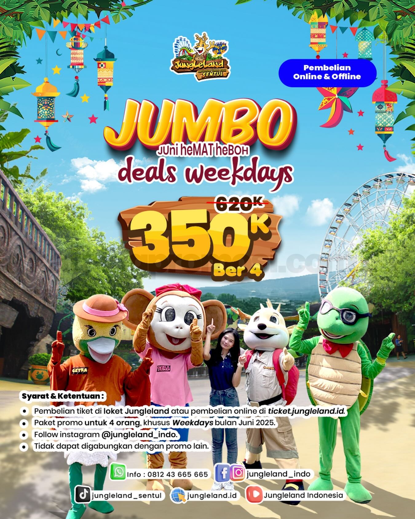 Promo Jungleland JUMBO Deals Weekdays Berempat cuma Rp350.000 Promo Jungleland JUMBO Deals Weekdays 4 Orang Rp350.000