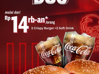 Promo KFC Burger Duo Rp. 14 Ribuan per Orang isi 2 Crispy Burger dan 2 Soft Drink setiap Selasa