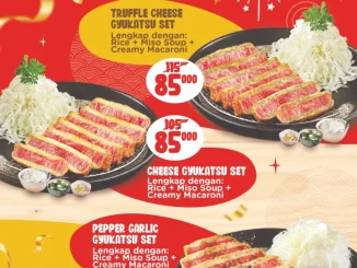 Promo Kimukatsu Gyukatsu SuperDeals Rp. 85.000 berlaku dine-in untuk semua varian Gyukatsu Set.