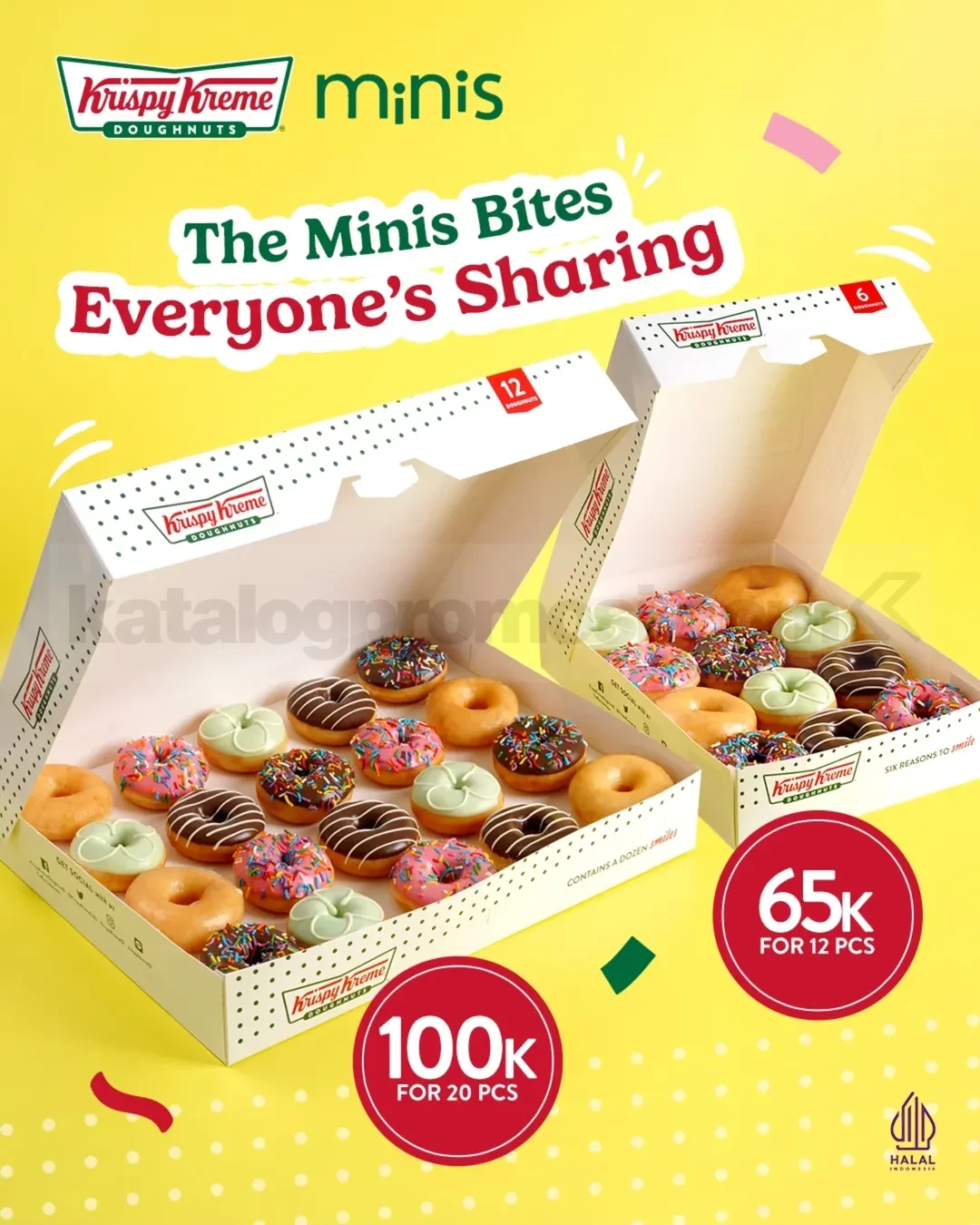 Promo Krispy Kreme Minis Doughnut mulai Rp. 65.000 Promo Krispy Kreme Minis Doughnut mulai Rp. 65.000 dengan pilihan box 12 pcs dan 20 pcs