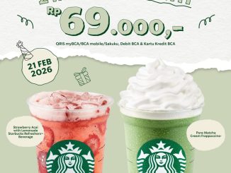 Promo Starbucks HUT BCA 69 2 Venti Rp. 69.000 22 Februari 2026 bayar BCA di seluruh Indonesia kecuali Reserve Dewata