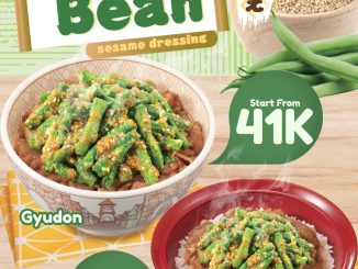 Promo Sukiya NEW! Green Bean Sesame Dressing mulai Rp. 41.000 dengan pilihan Gyudon dan Beef Yakiniku Bowl.